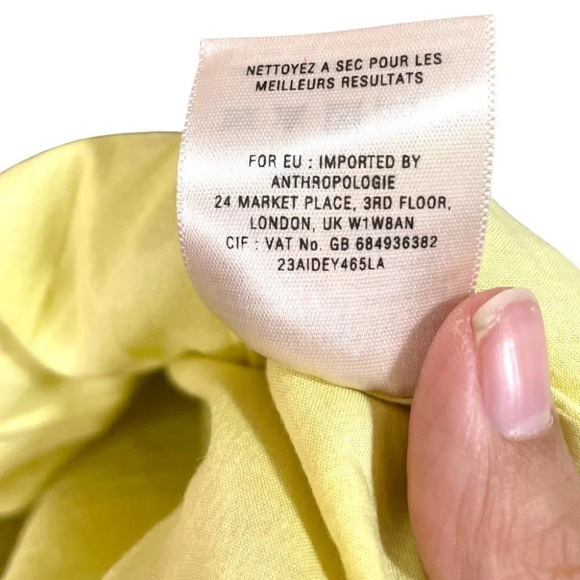 Anthropologie Vanessa Virginia Baxter Bay Fish Dress Size 0 Yellow Cotton NWT - Picture 6 of 8